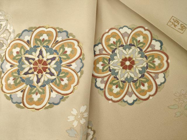 平和屋着物●豪華色留袖 作家物 駒刺繍 道長花文 金彩 正絹 逸品 AABM7092ck