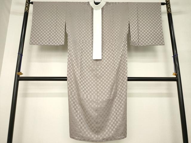 平和屋着物●長襦袢 無双仕立て 市松地紋 胡桃染色 正絹 逸品 未使用 AABM7108ck