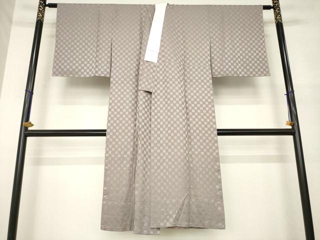 平和屋着物●長襦袢 無双仕立て 市松地紋 胡桃染色 正絹 逸品 未使用 AABM7108ck