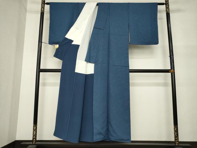 平和屋着物●上質な色無地 お召地 花唐草地紋 褐返色 正絹 逸品 AABM7116ck