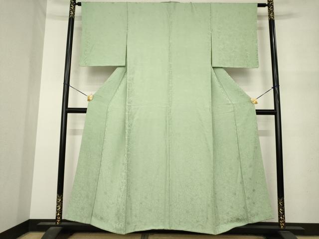 平和屋着物●上質な色無地 花唐草地紋 岩井茶色 正絹 逸品 AABM7117ck