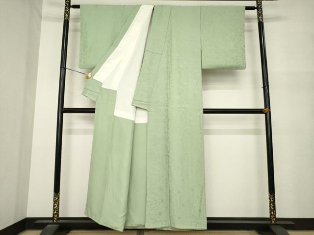平和屋着物●上質な色無地 花唐草地紋 岩井茶色 正絹 逸品 AABM7117ck