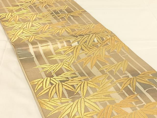平和屋着物◎西陣 六通柄袋帯 笹竹文 金糸 正絹 逸品 AABM7288dk