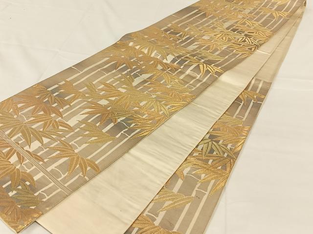 平和屋着物◎西陣 六通柄袋帯 笹竹文 金糸 正絹 逸品 AABM7288dk