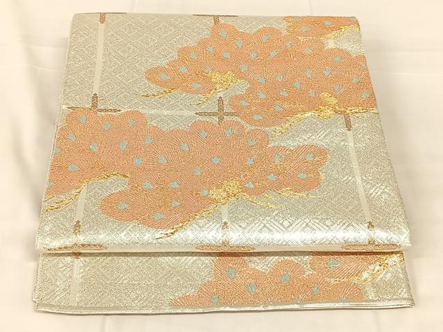 平和屋着物◎佐賀錦 六通柄袋帯 唐織 松 金銀糸 正絹 逸品 AABM7306dk