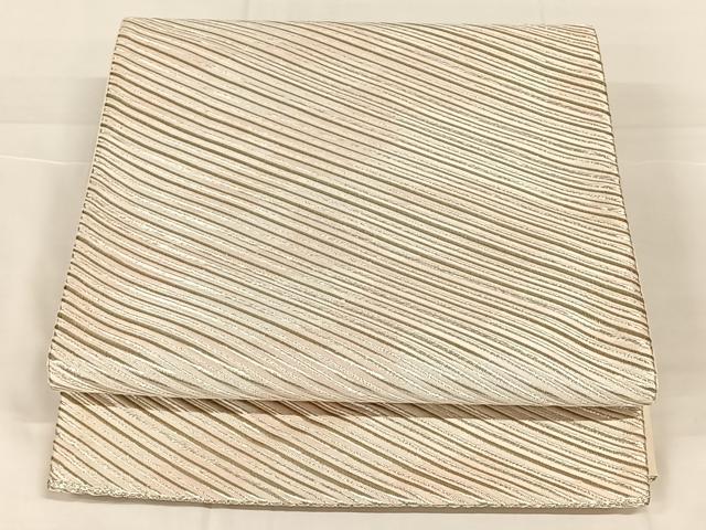 平和屋着物◎六通柄袋帯 唐織 斜縞 銀糸 正絹 逸品 AABM7316dk