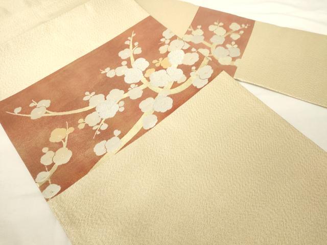 平和屋着物◎綴れ 九寸名古屋帯 枝梅 金糸 正絹 逸品 AABM7358ex