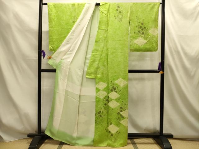 平和屋着物■訪問着 絞り 色紙花文 暈し染め 正絹 逸品 AABM7484sx
