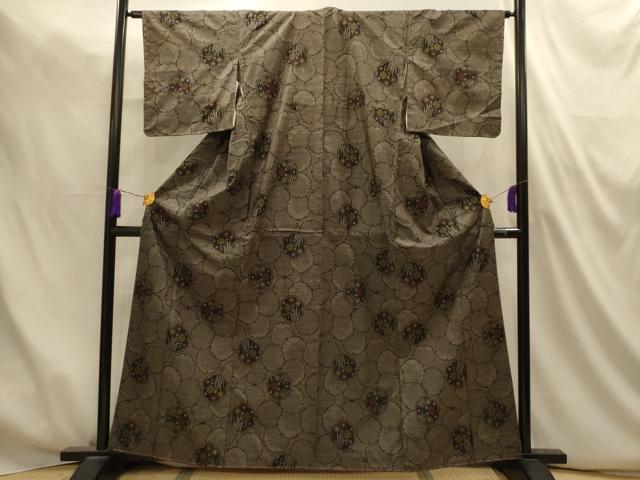 平和屋着物■本場大島紬 7マルキ 雪輪花文 正絹 逸品 AABM7488sx