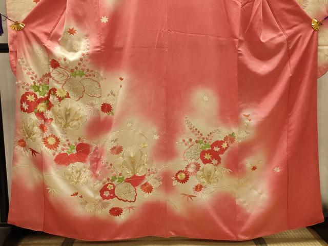 平和屋着物■豪華振袖 駒刺繍 草花文 暈し染め 金彩 正絹 逸品 AABM7505sx