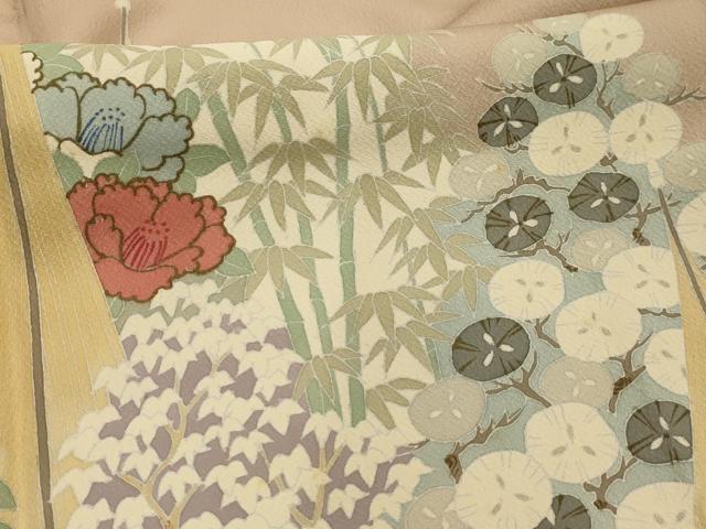 平和屋着物■豪華色留袖 草花文 正絹 逸品 AABM7511sx