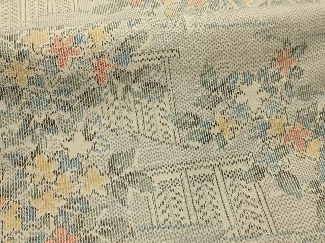 平和屋着物■上質な紬 草花文 正絹 逸品 AABM7516sx