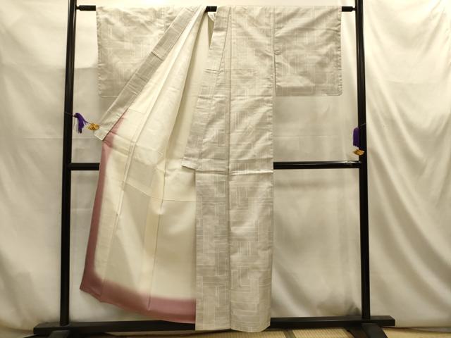 平和屋着物■上質な紬 幾何学文様 正絹 逸品 AABM7518sx