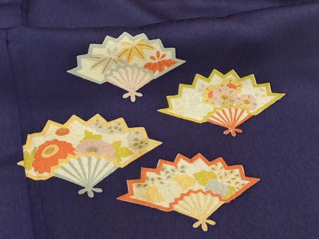 平和屋着物■上質な小紋 扇面草花文 正絹 逸品 AABM7526sx