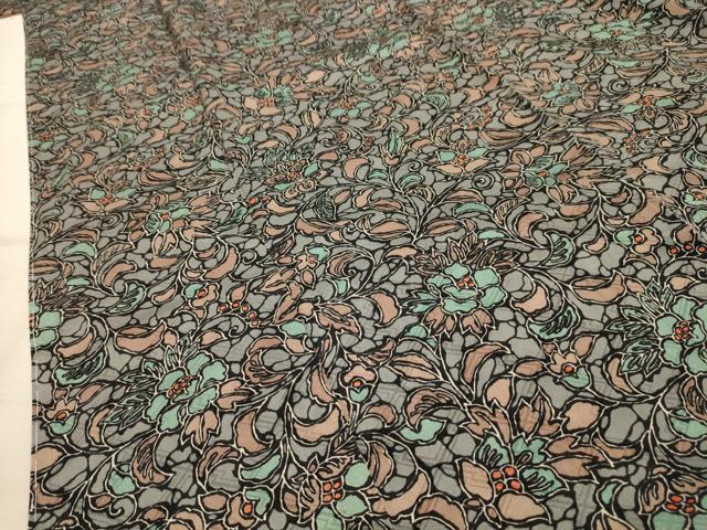 平和屋着物■上質な小紋 更紗花文 正絹 逸品 AABM7528sx