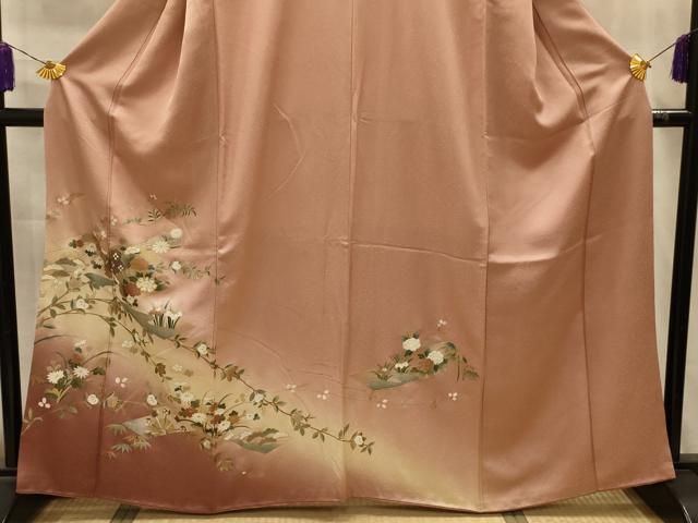 平和屋着物■訪問着 駒刺繍 扇面花文 暈し染め 金銀彩 正絹 逸品 AABM7544sx