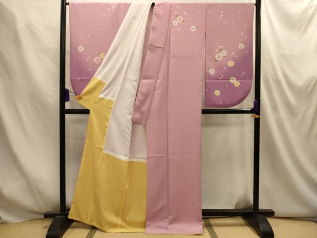 平和屋着物■小振袖 二尺袖 舞花文 暈し染め 金彩 洗える着物 AABM7548sx