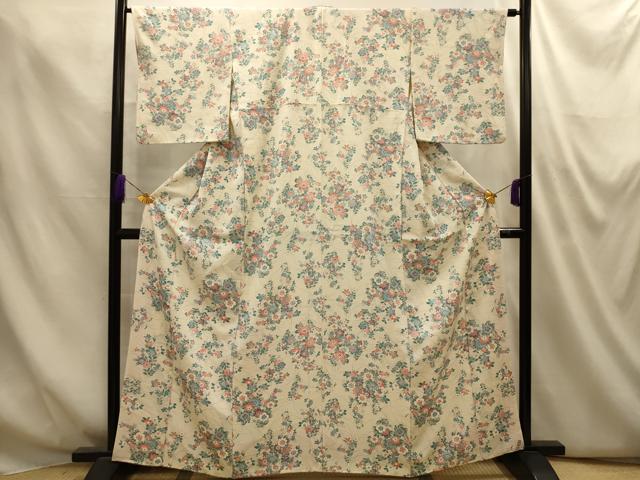 平和屋着物■上質な小紋 草花文 正絹 逸品 AABM7557sx