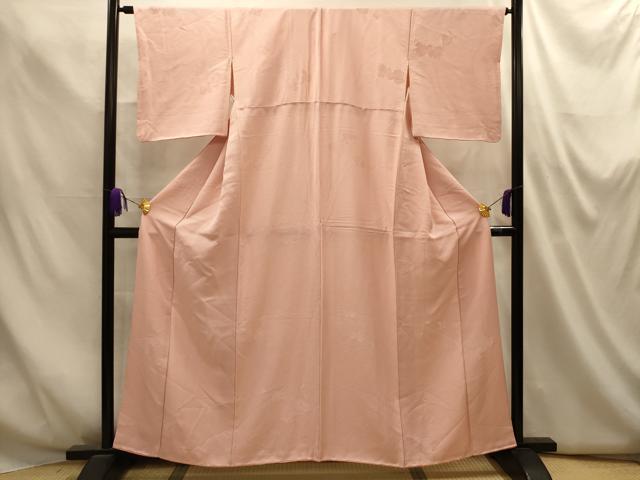 平和屋着物■上質な色無地 蔦の葉地紋 一斤染色 正絹 逸品 AABM7558sx