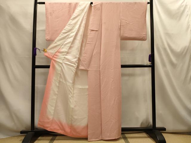 平和屋着物■上質な色無地 蔦の葉地紋 一斤染色 正絹 逸品 AABM7558sx