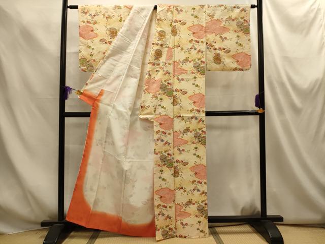 平和屋着物■上質な小紋 貝桶花文 暈し染め 正絹 逸品 AABM7559sx