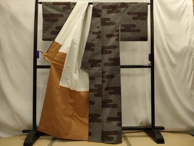 平和屋着物■本場大島紬 7マルキ 霞取花文 正絹 逸品 AABM7561sx
