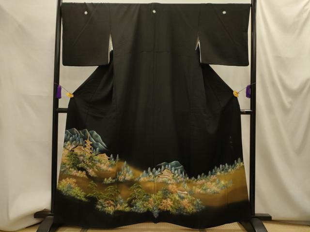 平和屋着物■豪華黒留袖 薬師寺 暈し染め 金彩 正絹 逸品 AABM7584sx