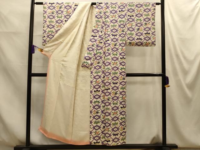 平和屋着物■上質な小紋 草花文 正絹 逸品 AABM7616sx