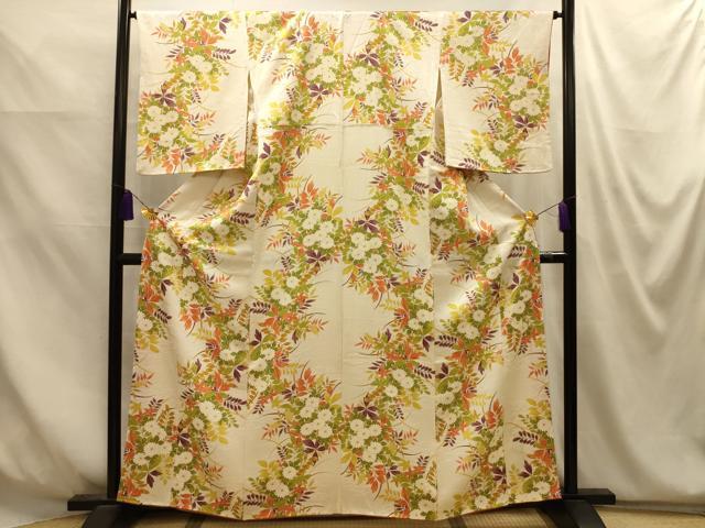 平和屋着物■上質な小紋 草花文 正絹 逸品 AABM7620sx