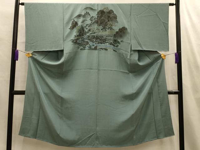 平和屋着物■男性 長襦袢 袷 人物風景文 暈し染め 金彩 正絹 逸品 AABM7621sx