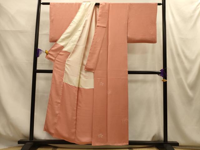 平和屋着物■上質な小紋 寿光織 草花地紋 銀糸 正絹 逸品 AABM7622sx