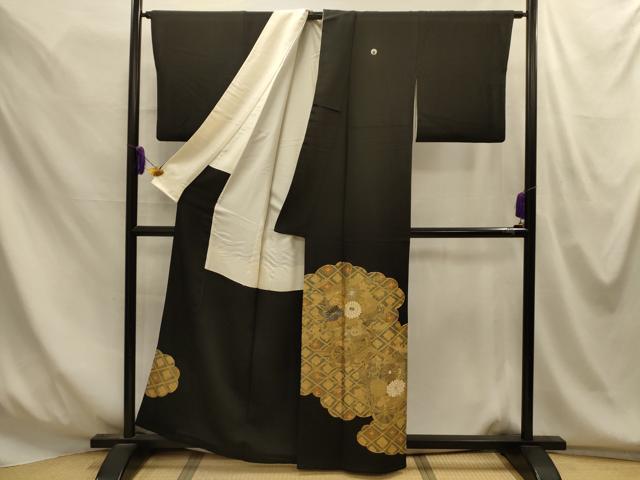 平和屋着物■豪華黒留袖 駒刺繍 雲取花車文 金彩 正絹 逸品 AABM7627sx