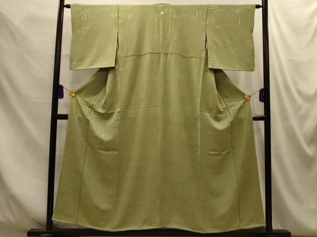 平和屋着物■上質な色無地 風景地紋 黄海松茶色 正絹 逸品 AABM7634sx