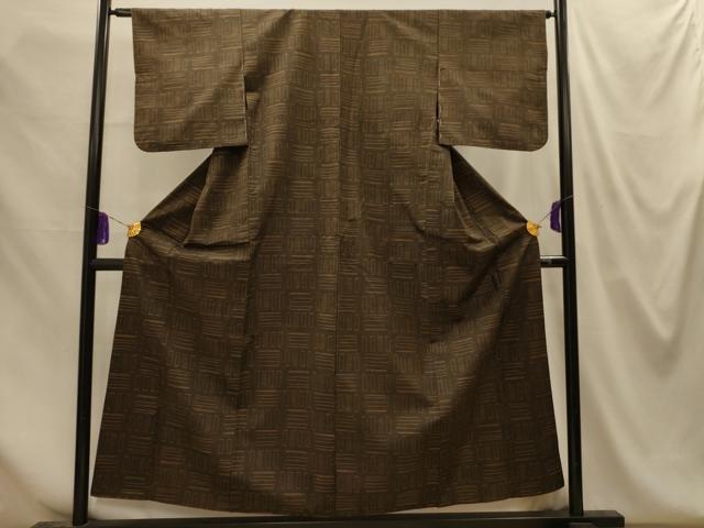 平和屋着物■上質な紬 幾何学文様 正絹 逸品 AABM7640sx