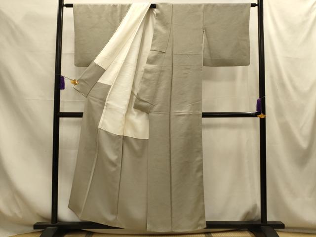 平和屋着物■上質な色無地 流水地紋 利休白茶色 正絹 逸品 AABM7642sx