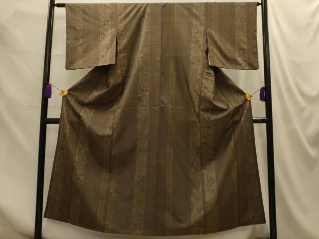 平和屋着物■上質な小紋 紬地 更紗花間道 正絹 逸品 AABM7653sx