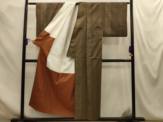 平和屋着物■上質な小紋 紬地 更紗花間道 正絹 逸品 AABM7653sx