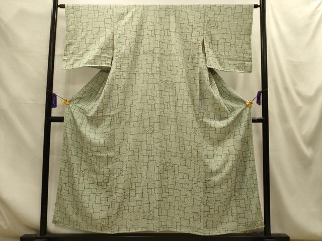 平和屋着物■上質な小紋 幾何学文様 正絹 逸品 AABM7656sx