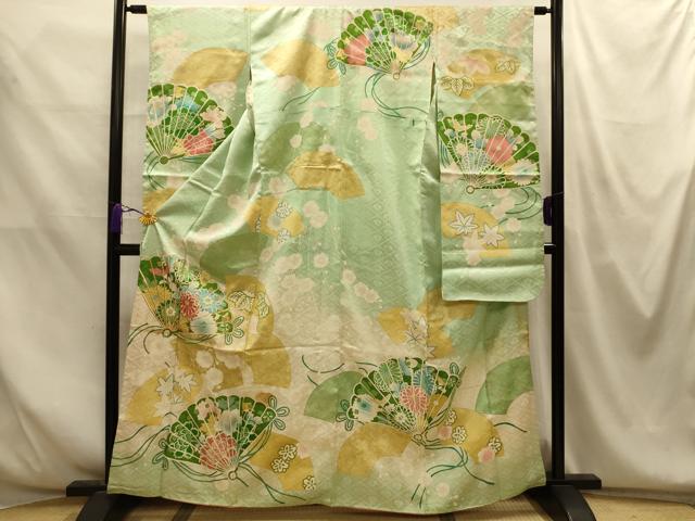 平和屋着物■豪華振袖 駒刺繍 扇面花文 金彩 正絹 逸品 AABM7670sx
