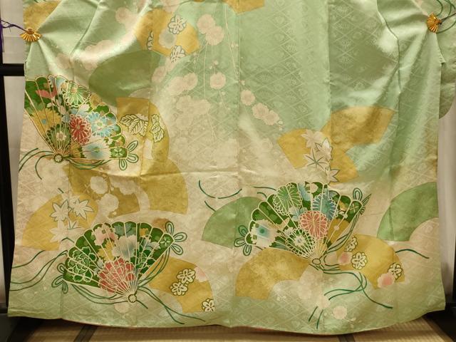 平和屋着物■豪華振袖 駒刺繍 扇面花文 金彩 正絹 逸品 AABM7670sx