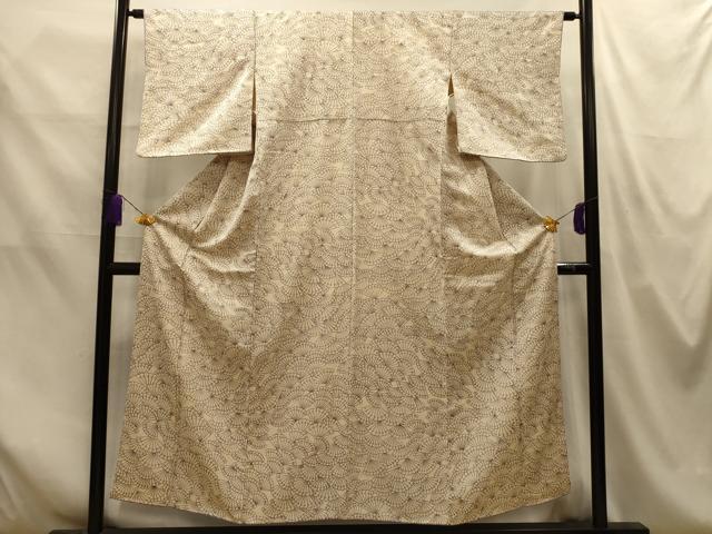 平和屋着物■上質な小紋 寿光織 檜扇尽くし 金糸 正絹 逸品 AABM7676sx