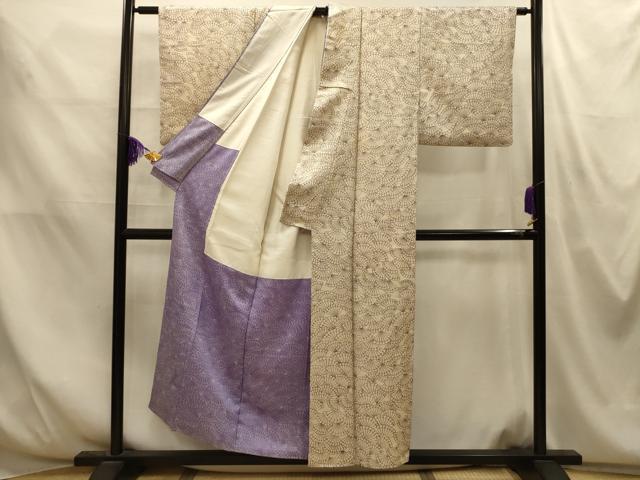 平和屋着物■上質な小紋 寿光織 檜扇尽くし 金糸 正絹 逸品 AABM7676sx