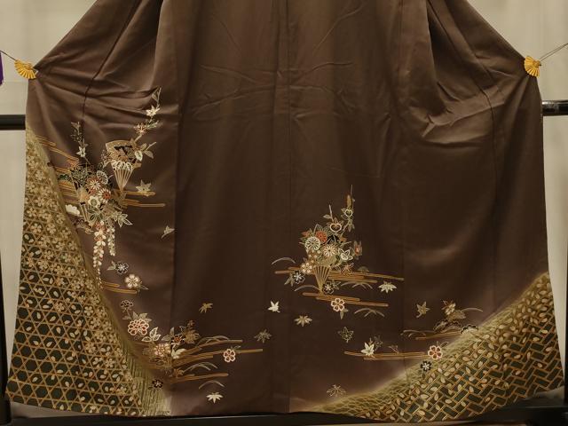 平和屋着物■訪問着 扇面花文 暈し染め 金彩 正絹 逸品 AABM7682sx