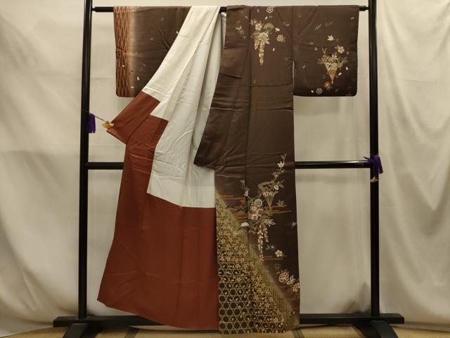 平和屋着物■訪問着 扇面花文 暈し染め 金彩 正絹 逸品 AABM7682sx