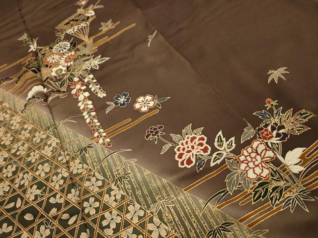 平和屋着物■訪問着 扇面花文 暈し染め 金彩 正絹 逸品 AABM7682sx