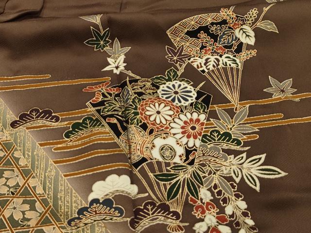 平和屋着物■訪問着 扇面花文 暈し染め 金彩 正絹 逸品 AABM7682sx