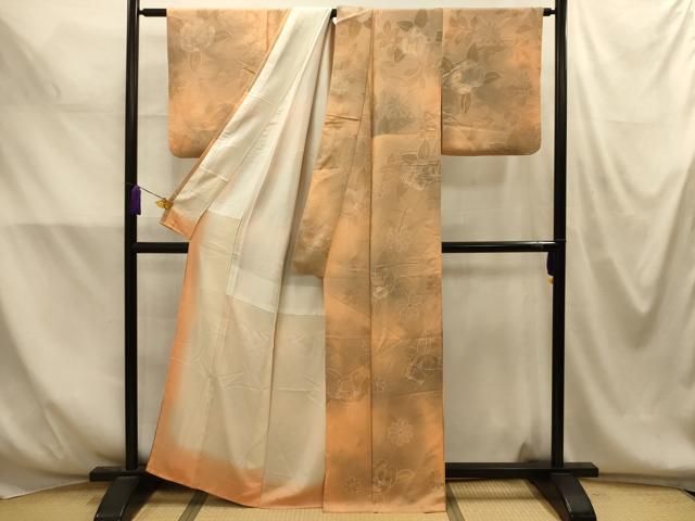 平和屋着物■上質な小紋 地紋起こし 草花文 暈し染め 正絹 逸品 AABM7686sx
