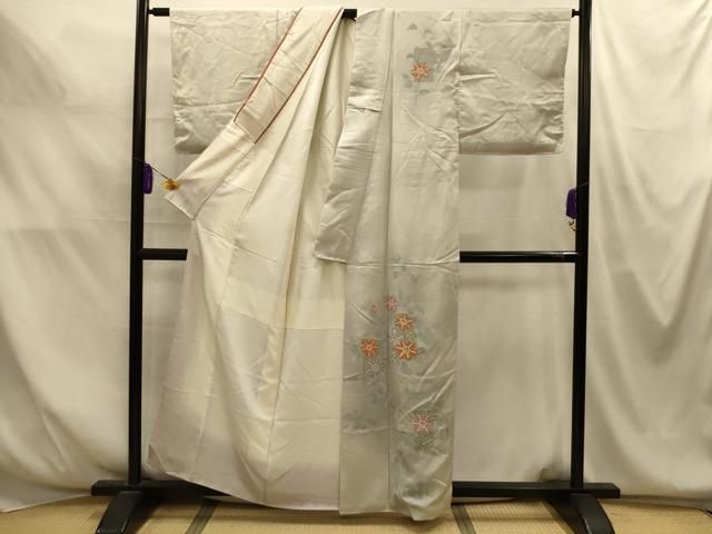 平和屋着物■中国三大刺繍 相良刺繍 訪問着 草花文 暈し染め 正絹 逸品 AABM7692sx