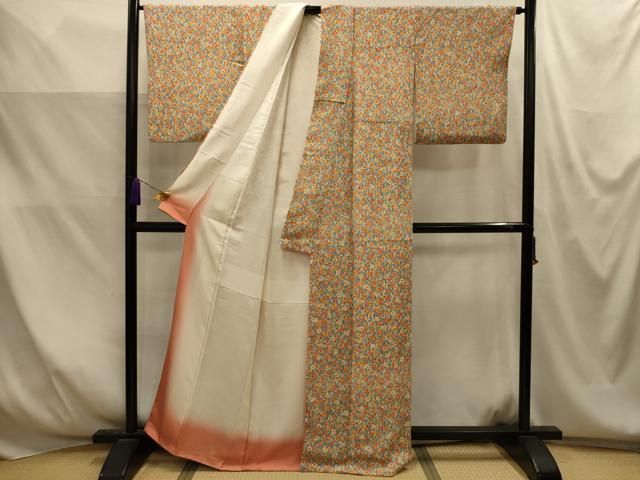 平和屋着物■上質な小紋 草花文 正絹 逸品 AABM7695sx
