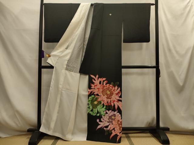 平和屋着物■豪華黒留袖 駒刺繍 乱菊 金彩 正絹 逸品 AABM7697sx